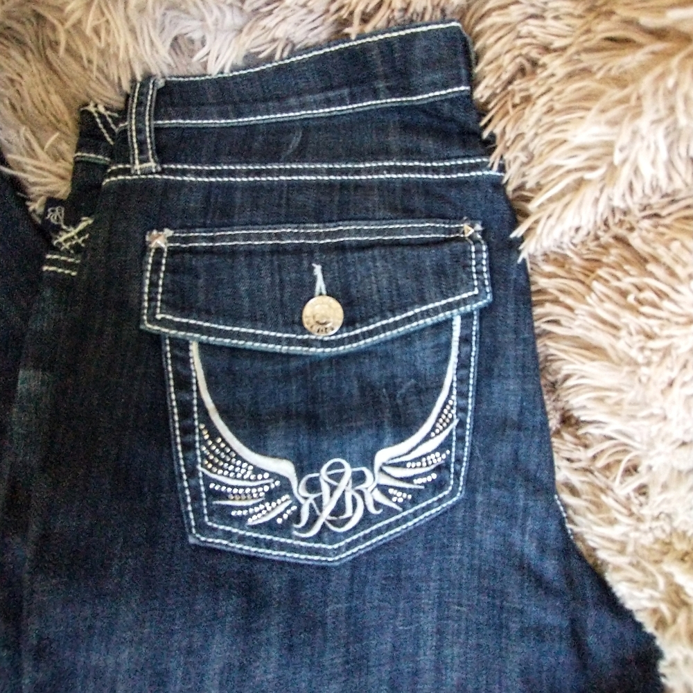 Rock & Republic KASANDRA Womens Jeans size 14M Embroidered Back Flap Pockets